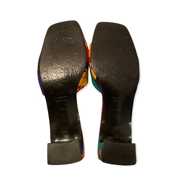 Vintage Yves Saint Laurent 1970 Love Letter Print Slide Sandals, Size 8.5 - Picture 3 of 5